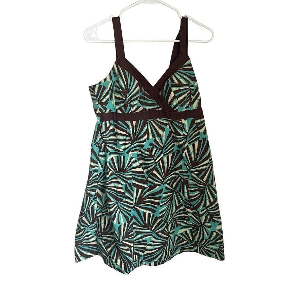 Vintage Y2K R & K 100% Cotton Blue‎ Brown Dress Size M